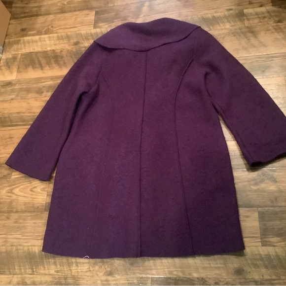 Jaskar Coat Wool Purple Artsy Round Accent Collar Flower Toggle Button Pockets - Picture 8 of 10